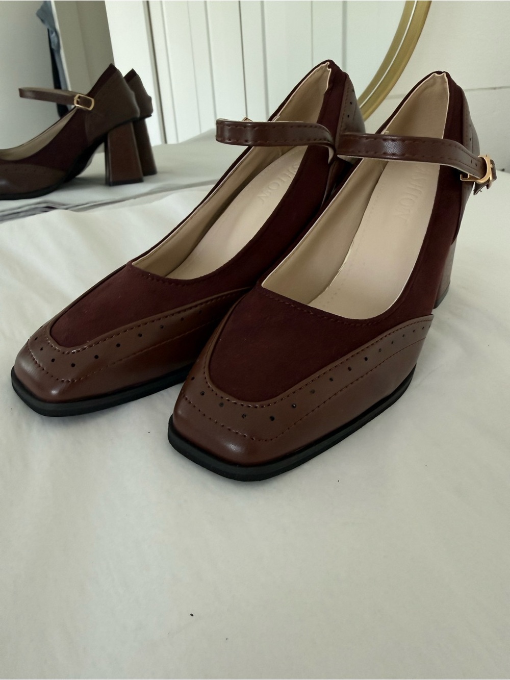 Classic Mary Jane Block Heel Pumps in Dark Brown BRAND NEW